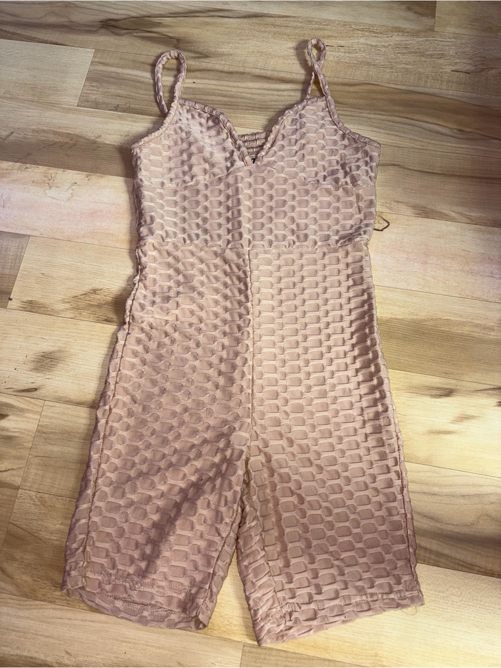 Sleeveless Textured Pink Jumpsuit Romper